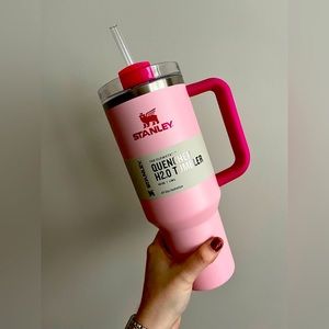 💕 STANLEY 40oz STAINLESS STEEL FLOWSTATE QUENCHER TUMBLER FLAMINGO BARBIE PINK